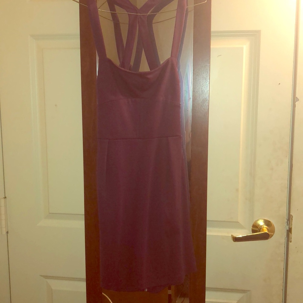 Purple short dress with back out